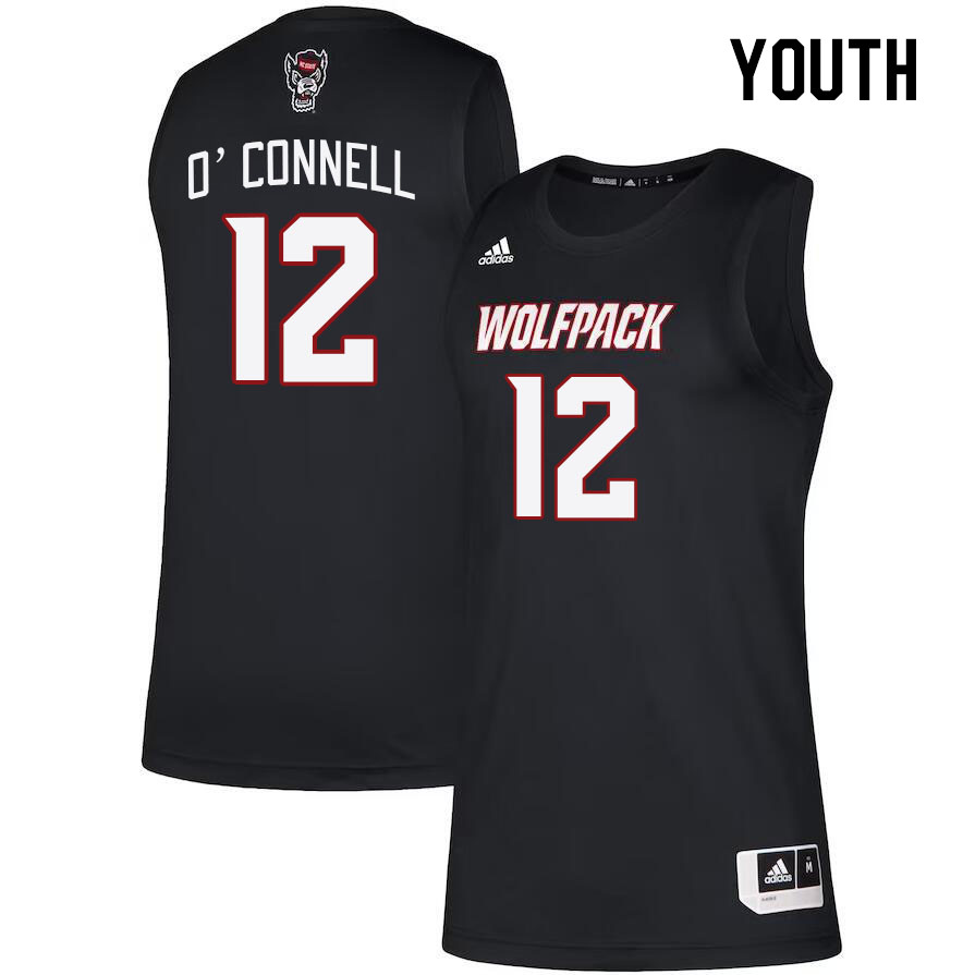 Youth #12 Michael O'Connell NC State Wolfpack College Basketball Jerseys Stitched Sale-Black - Click Image to Close